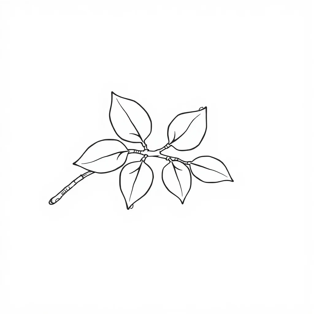 Leaves a branch with leaves — easy leaves coloring page (ages 2–5)