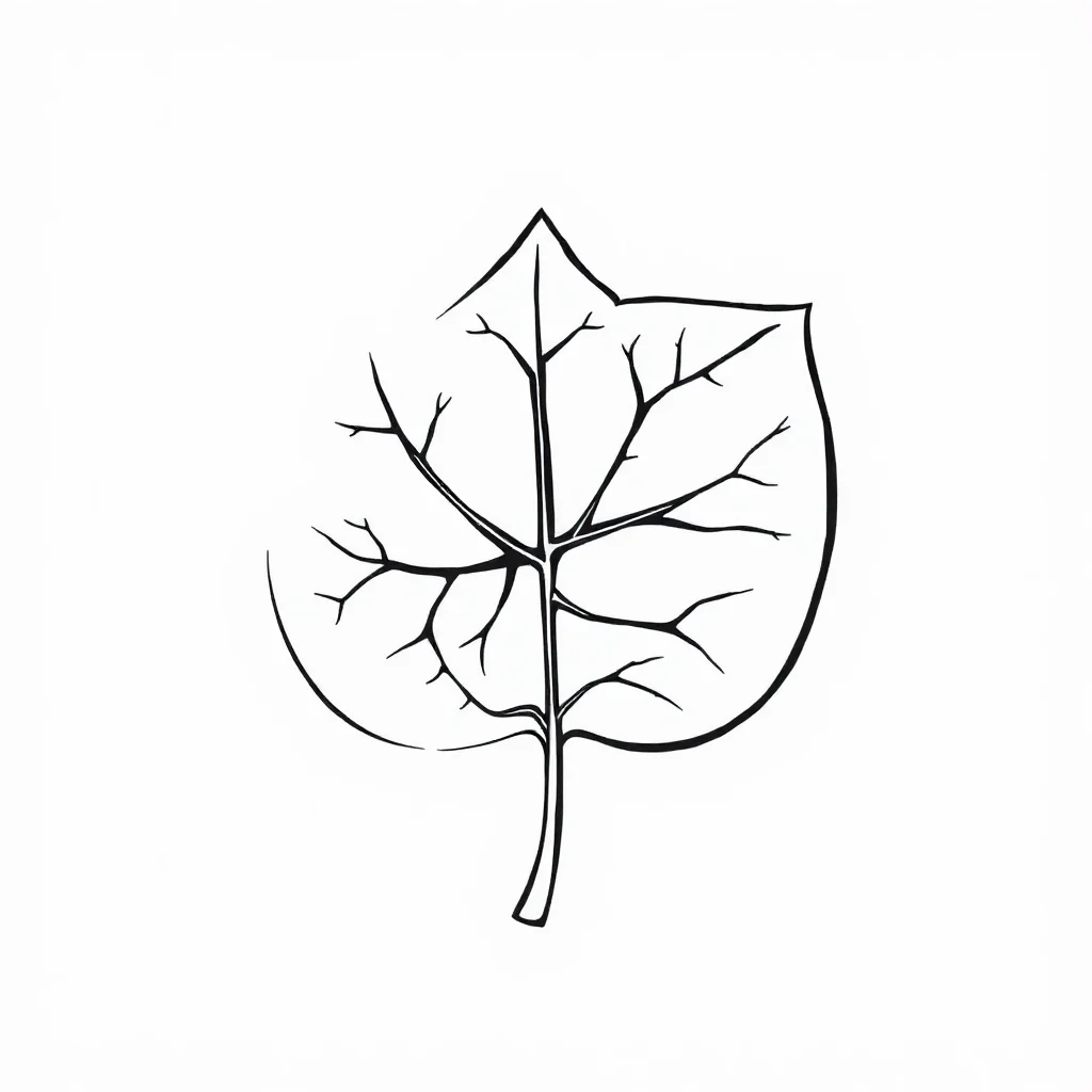 Leaves a leaf with veins — easy leaves coloring page (ages 2–5)