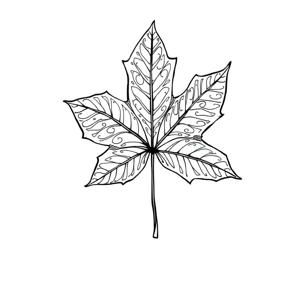 Leaves a maple leaf leaping mid air — detailed leaves coloring page (ages 9+ & adults)