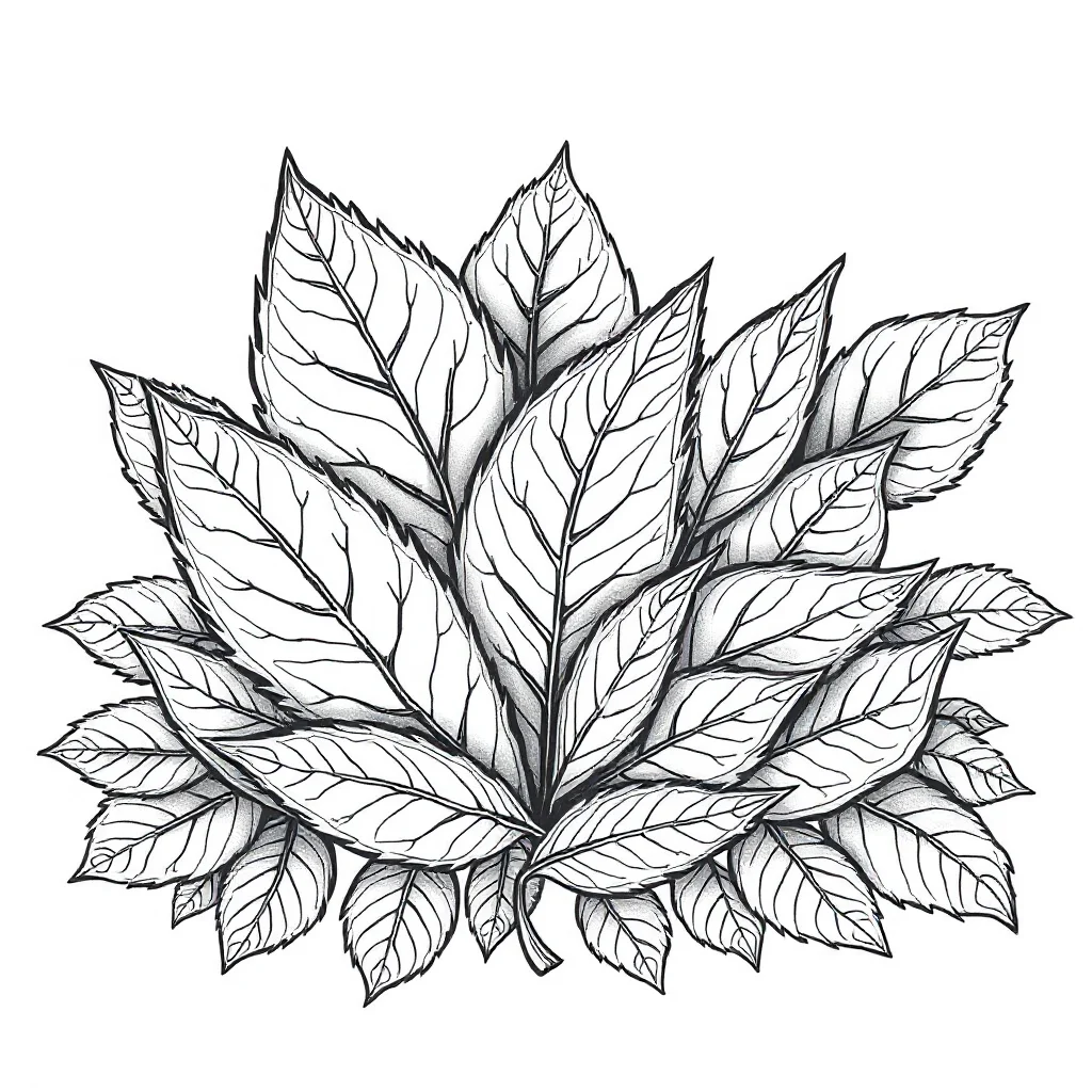 Leaves autumn leaves sleeping curled up — detailed leaves coloring page (ages 9+ & adults)