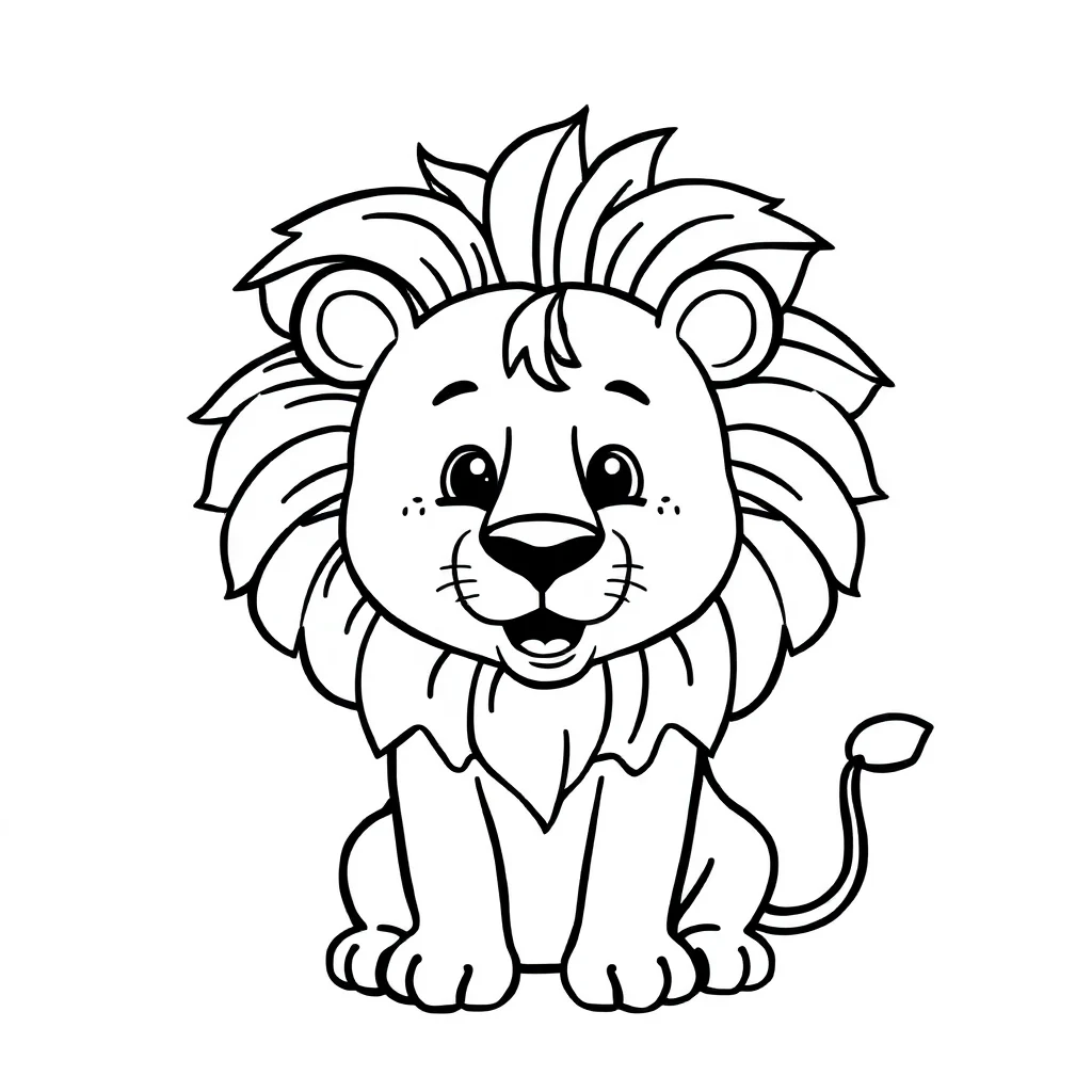 Lions a friendly lion with a mane — easy lions coloring page (ages 2–5)