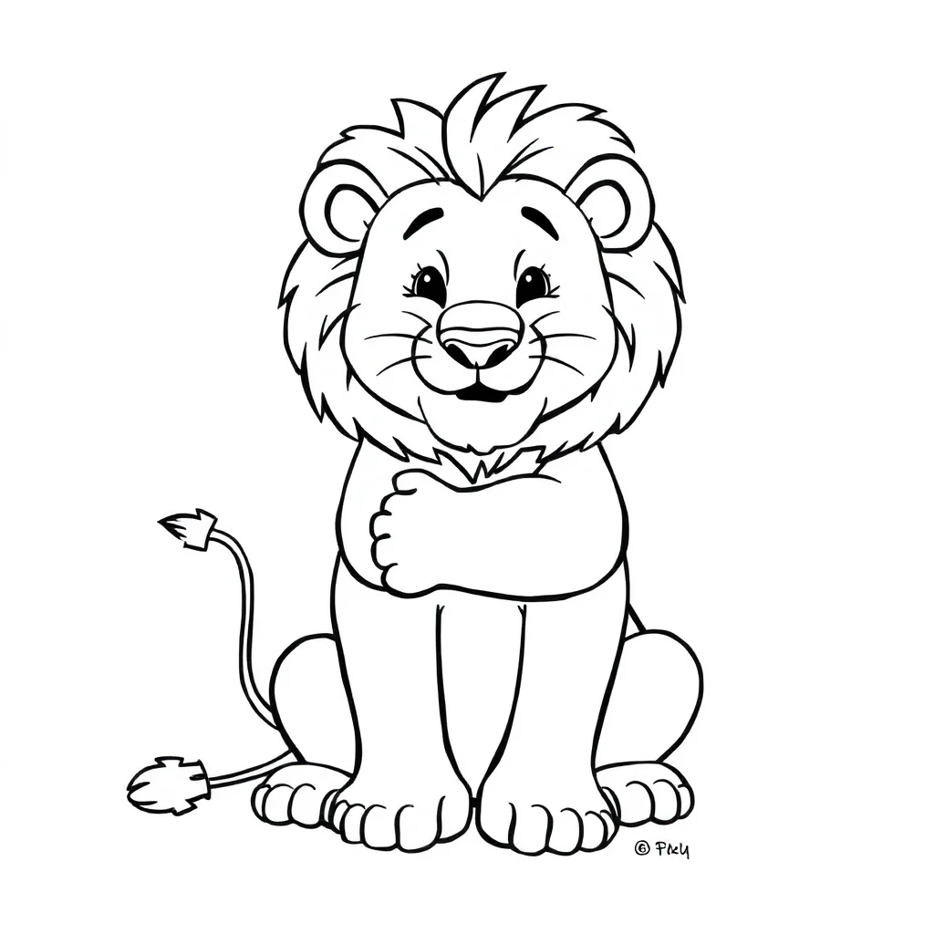 Lions a lion sitting proudly hugging a friend — easy lions coloring page (ages 2–5)