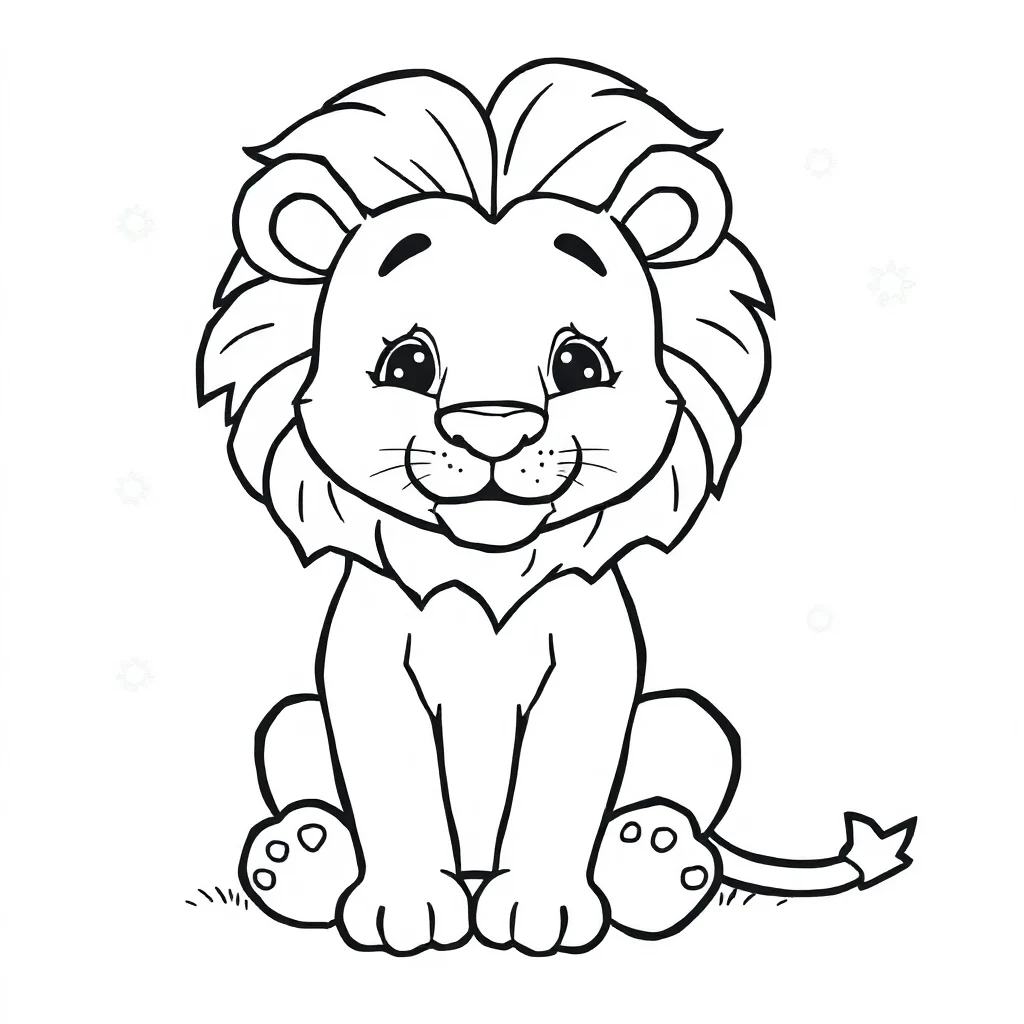 Lions a lion sitting proudly — easy lions coloring page (ages 2–5)