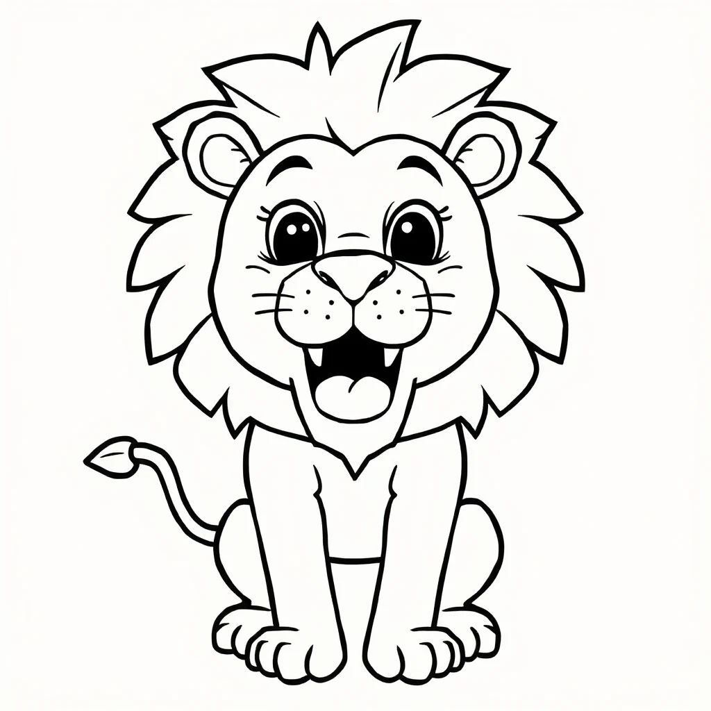 Lions a roaring lion — easy lions coloring page (ages 2–5)