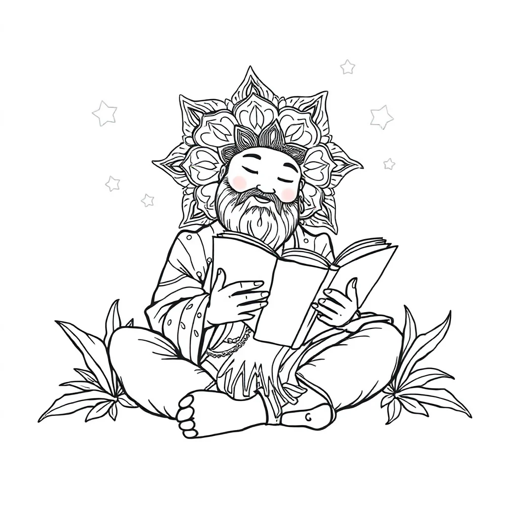 Mandalas a detailed mandala reading a book — classic mandalas coloring page (ages 5–10)