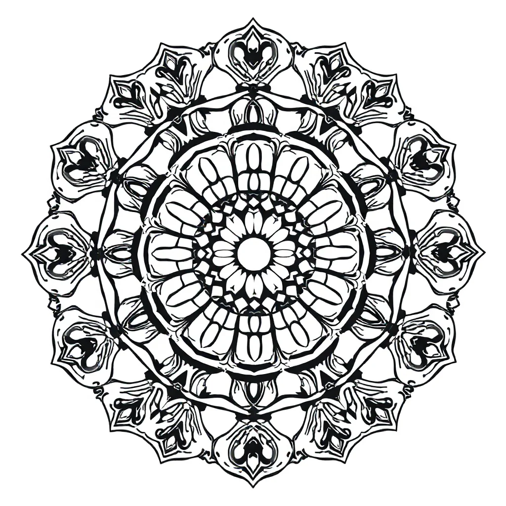 Mandalas a symmetrical round mandala celebrating a birthday — classic mandalas coloring page (ages 5–10)