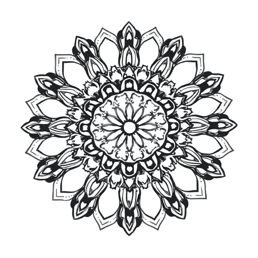Mandalas a symmetrical round mandala running — easy mandalas coloring page (ages 2–5)