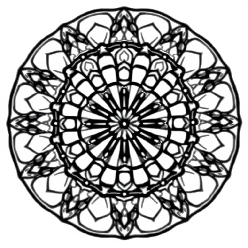 Mandalas a symmetrical round mandala — easy mandalas coloring page (ages 2–5)