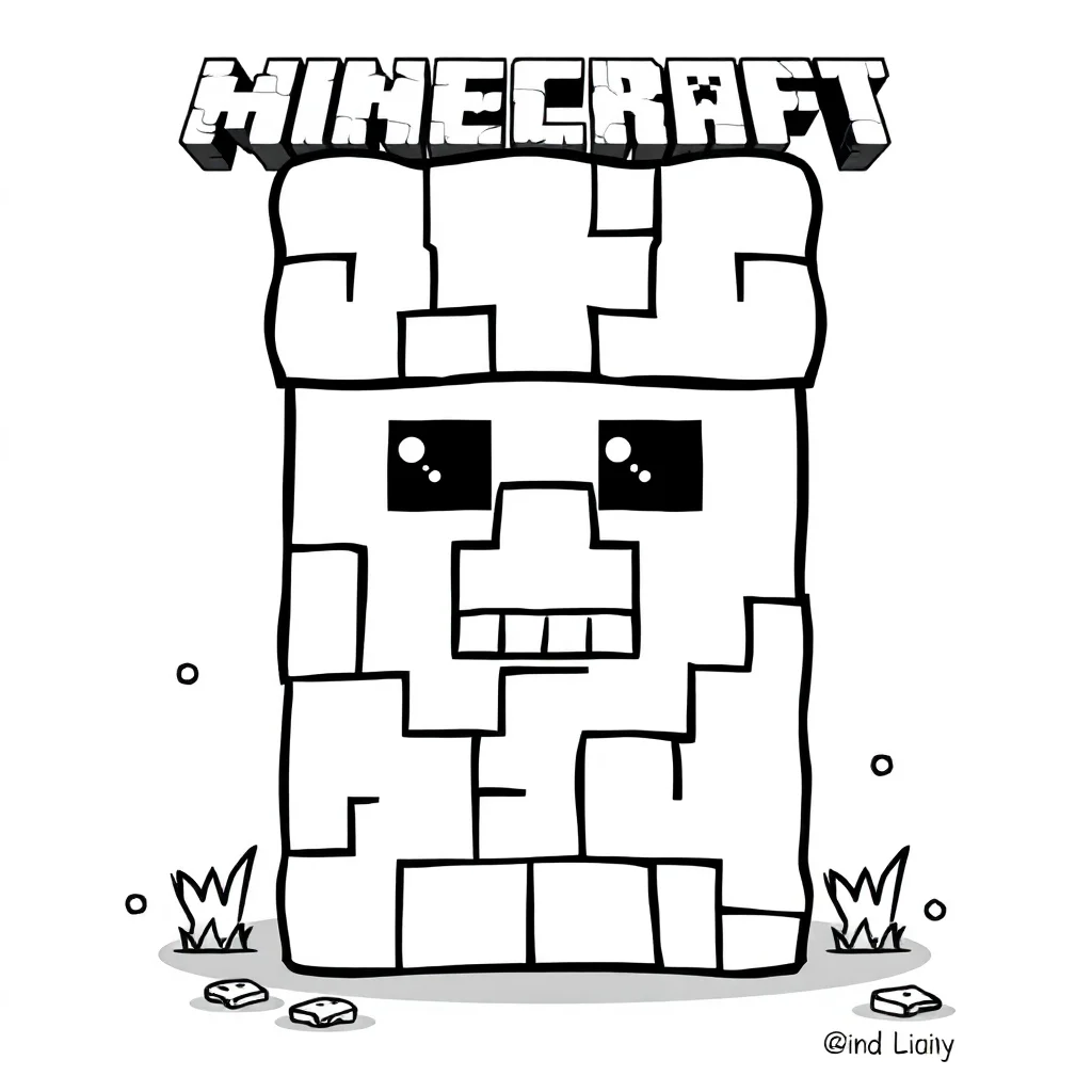 Minecraft a minecraft creeper character — easy minecraft coloring page (ages 2–5)