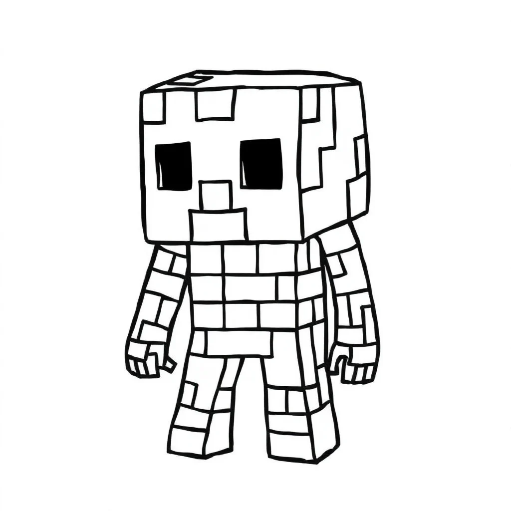 Minecraft a minecraft enderman — easy minecraft coloring page (ages 2–5)
