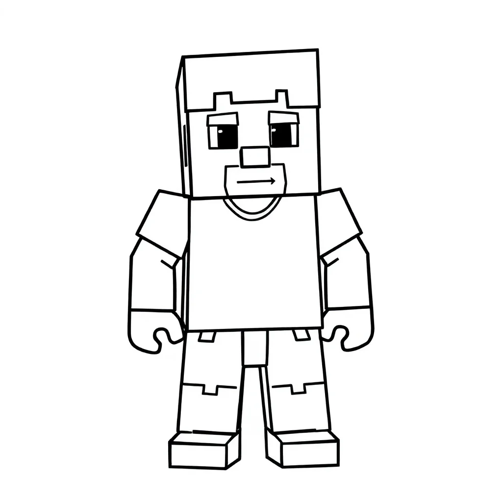 Minecraft a minecraft steve character standing — easy minecraft coloring page (ages 2–5)