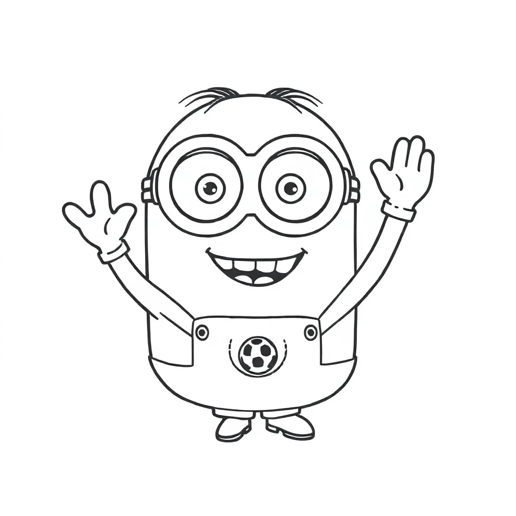 Minions a cute minion waving — easy minions coloring page (ages 2–5)