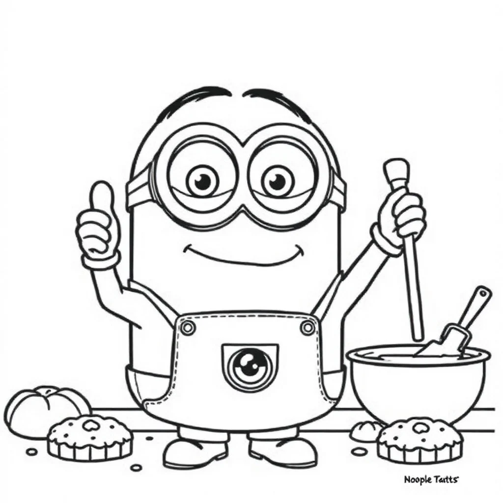 Minions a minion giving a thumbs up baking cookies — classic minions coloring page (ages 5–10)