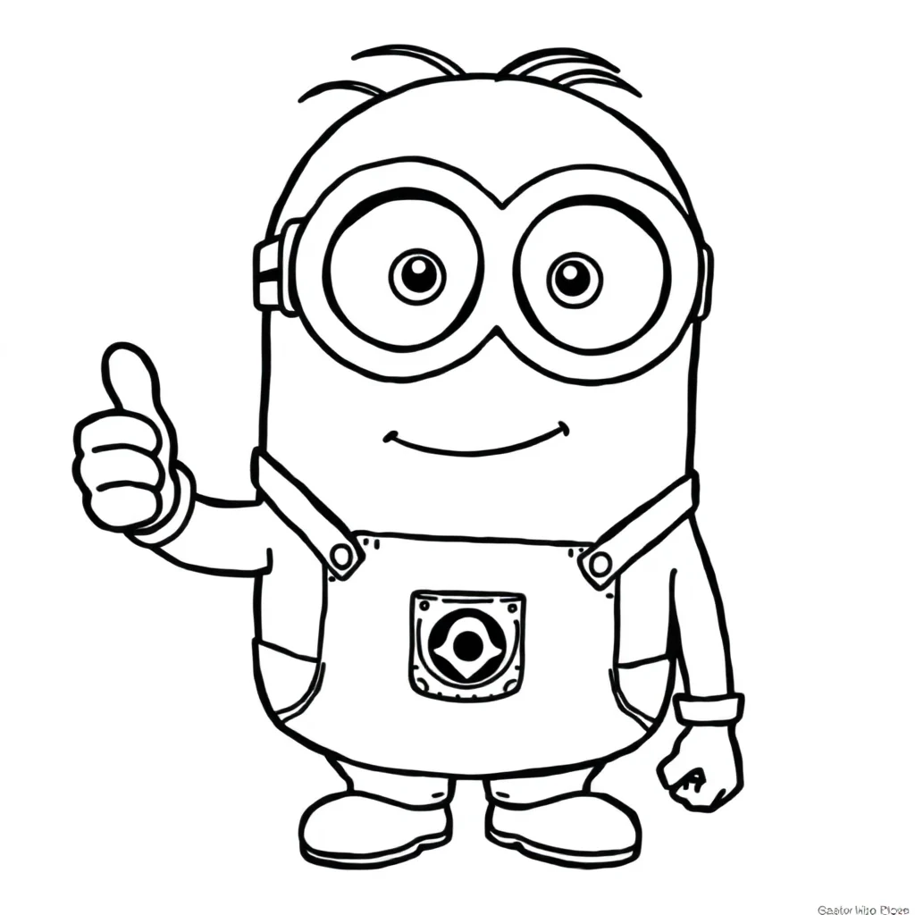 Minions a minion giving a thumbs up — easy minions coloring page (ages 2–5)