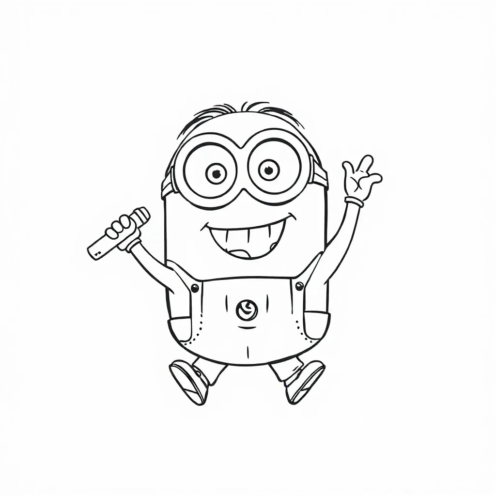 Minions a minion jumping with joy — easy minions coloring page (ages 2–5)