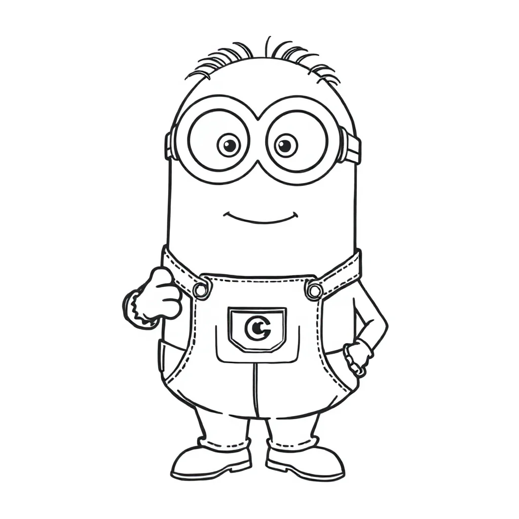 Minions a minion wearing overalls — easy minions coloring page (ages 2–5)