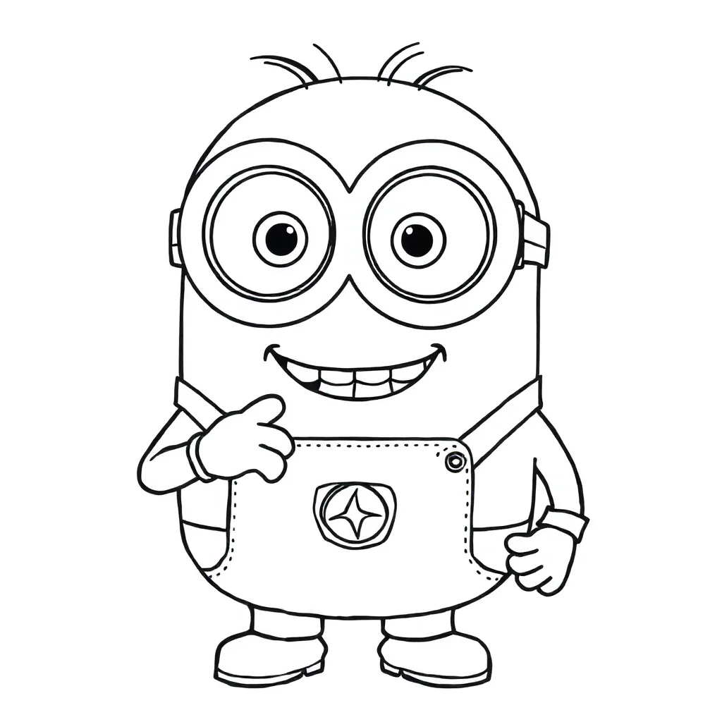 Minions a minion with goggles smiling — easy minions coloring page (ages 2–5)