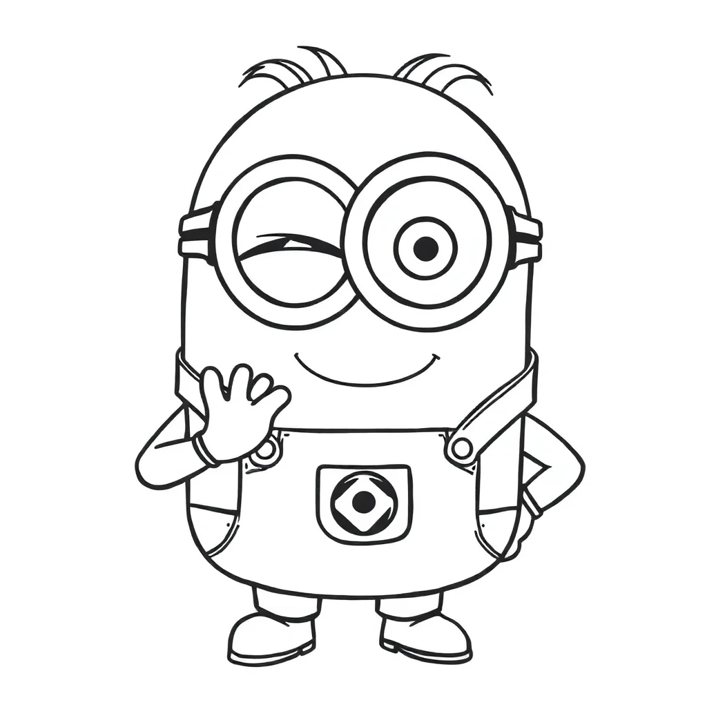 Minions a minion with one eye winking — easy minions coloring page (ages 2–5)