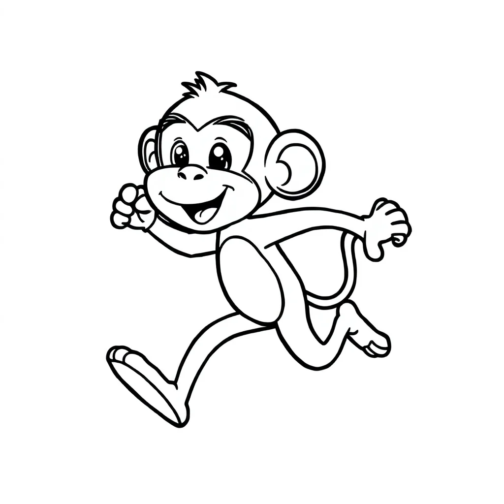 Monkeys a cute monkey running — easy monkeys coloring page (ages 2–5)