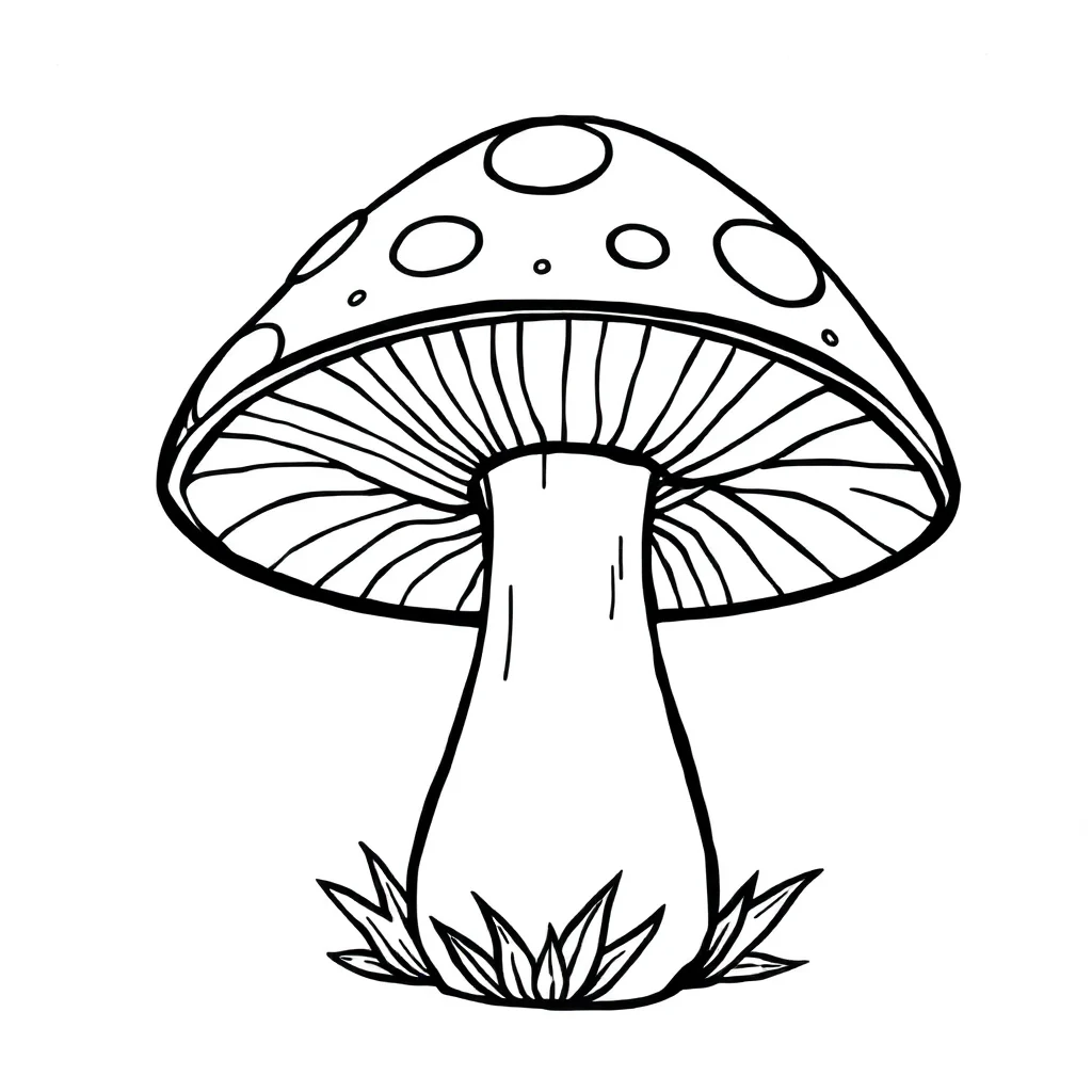 Mushrooms a cute mushroom — easy mushrooms coloring page (ages 2–5)