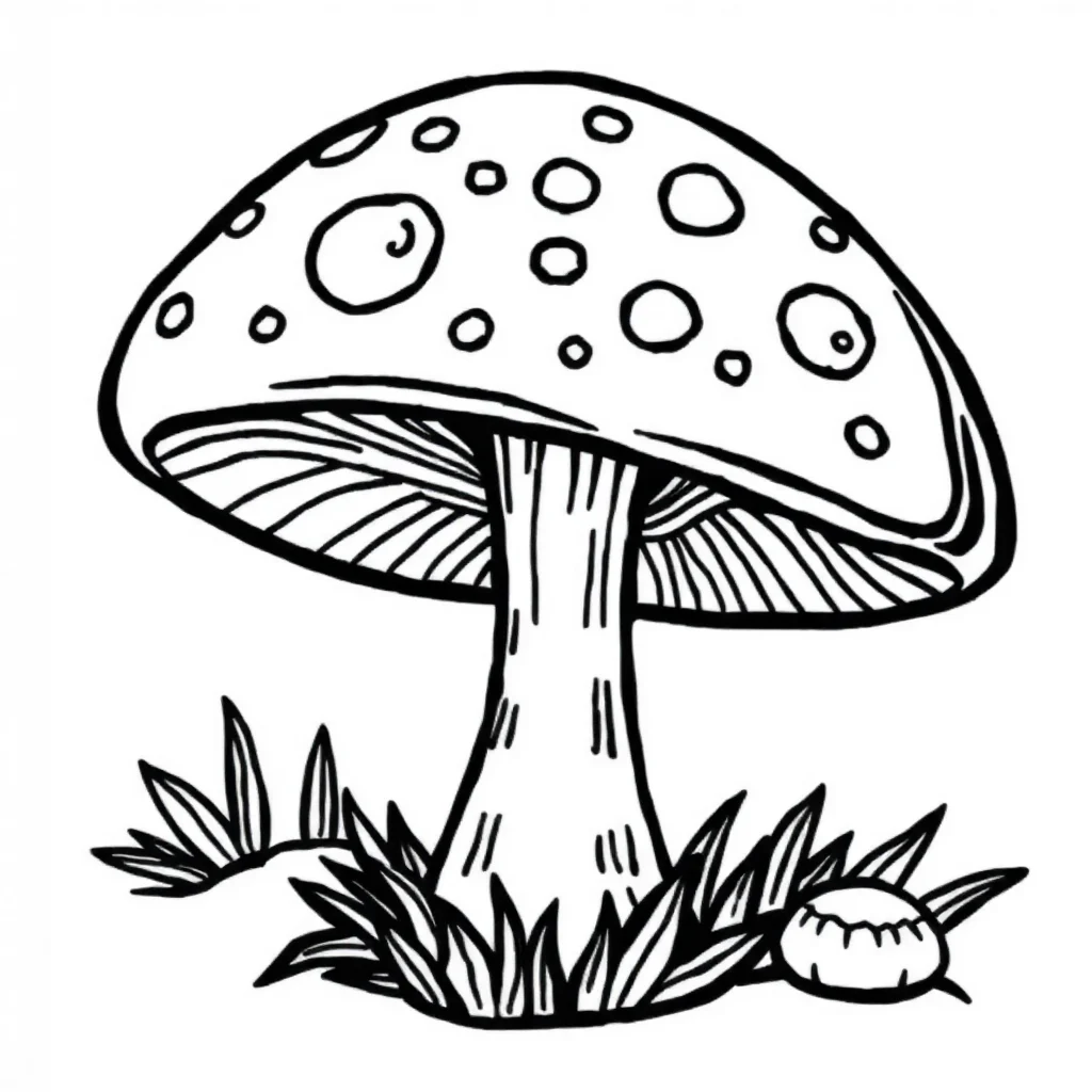 Mushrooms a spotted toadstool — easy mushrooms coloring page (ages 2–5)