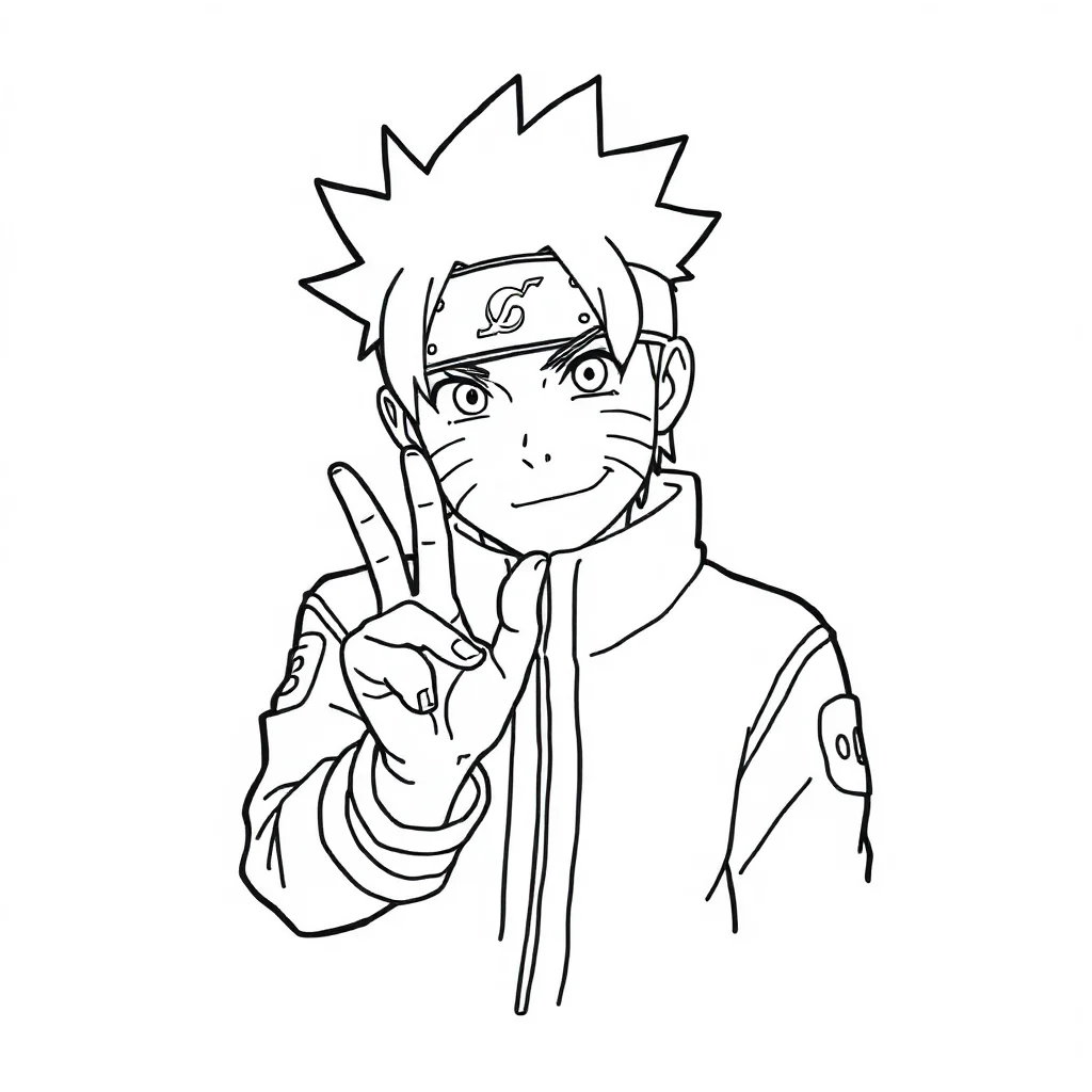 Naruto naruto doing a hand sign — easy naruto coloring page (ages 2–5)