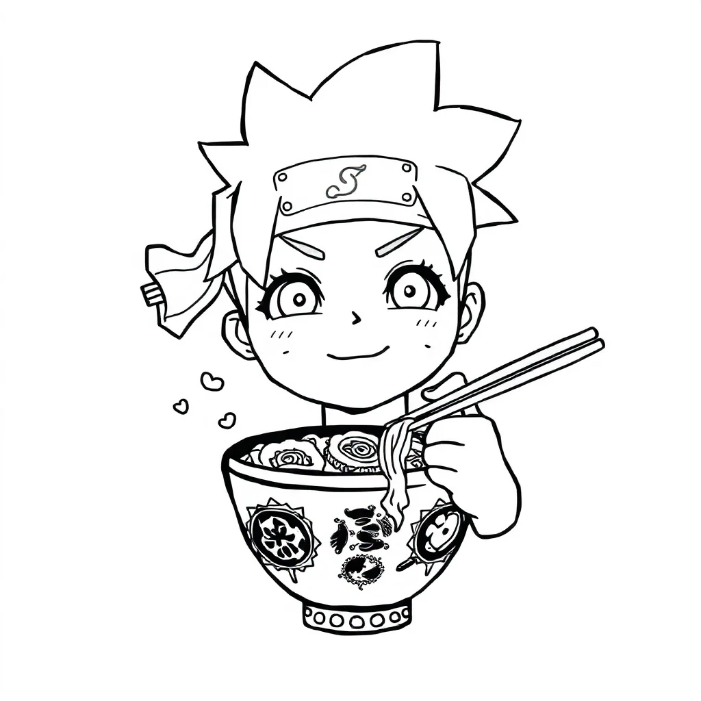 Naruto naruto eating ramen — easy naruto coloring page (ages 2–5)