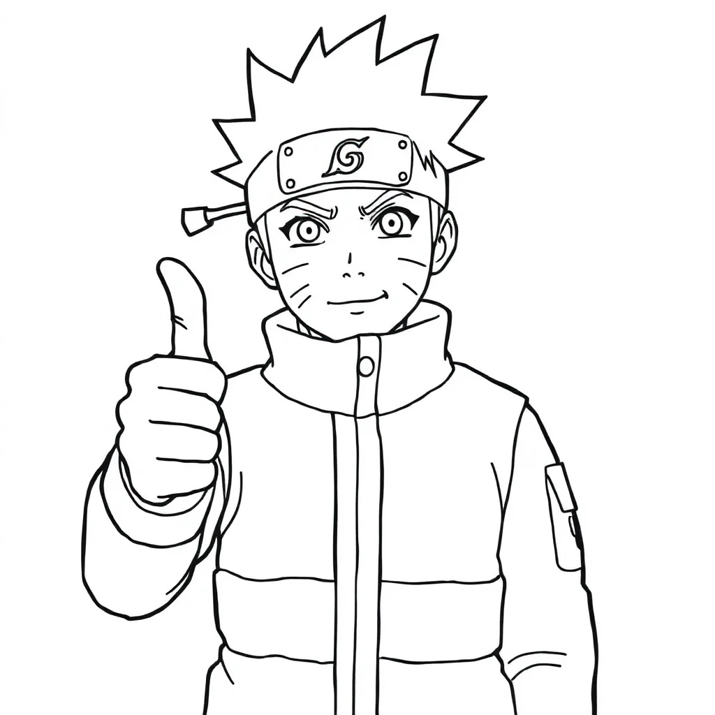 Naruto naruto giving a thumbs up — easy naruto coloring page (ages 2–5)