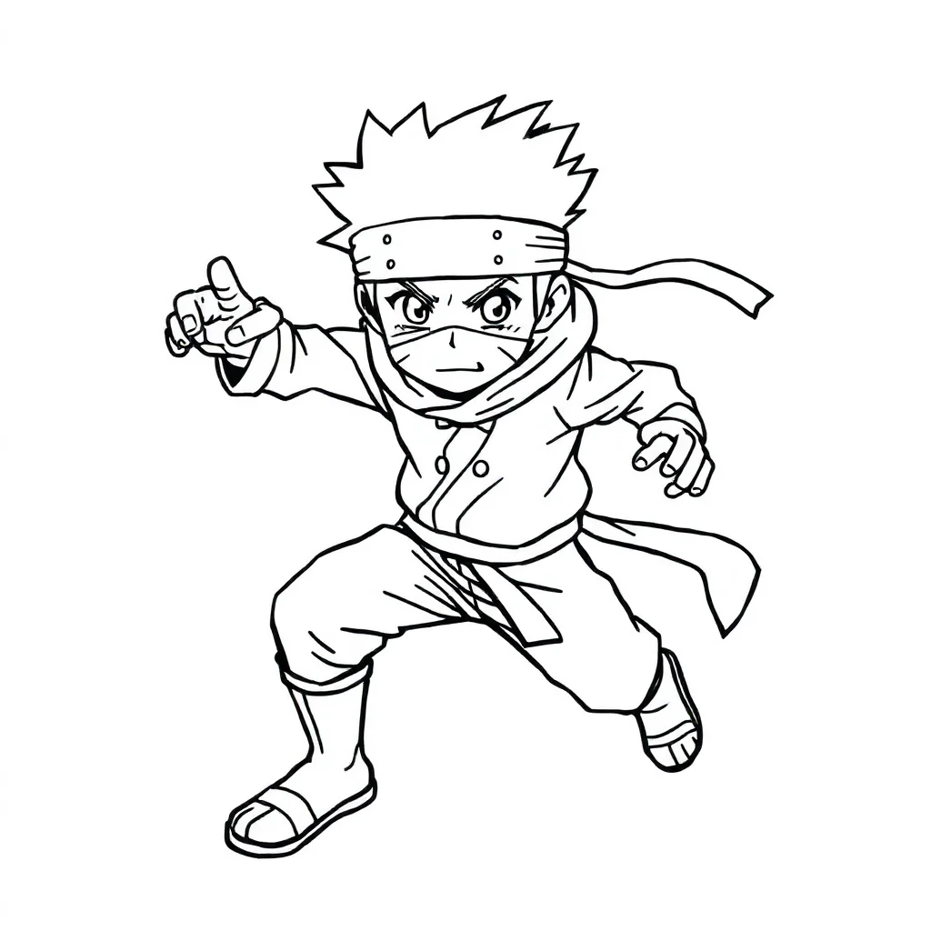 Naruto naruto in a ninja running pose — easy naruto coloring page (ages 2–5)