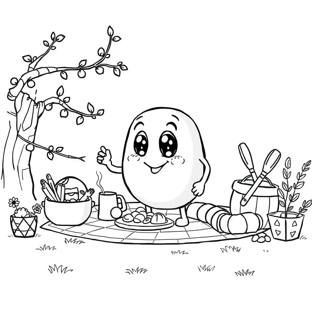 Numbers a bubble number having a picnic — classic numbers coloring page (ages 5–10)