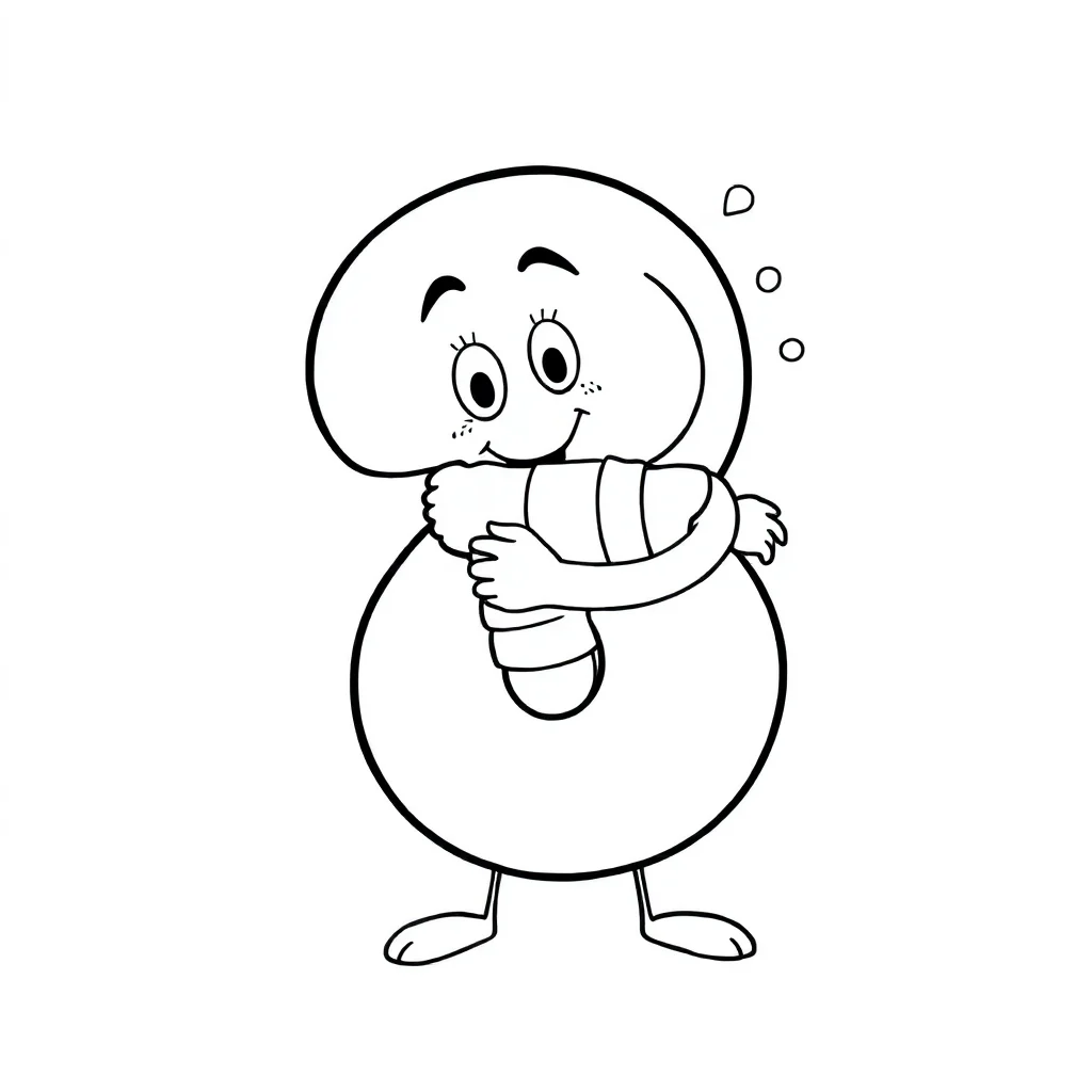 Numbers a bubble number hugging a friend — easy numbers coloring page (ages 2–5)
