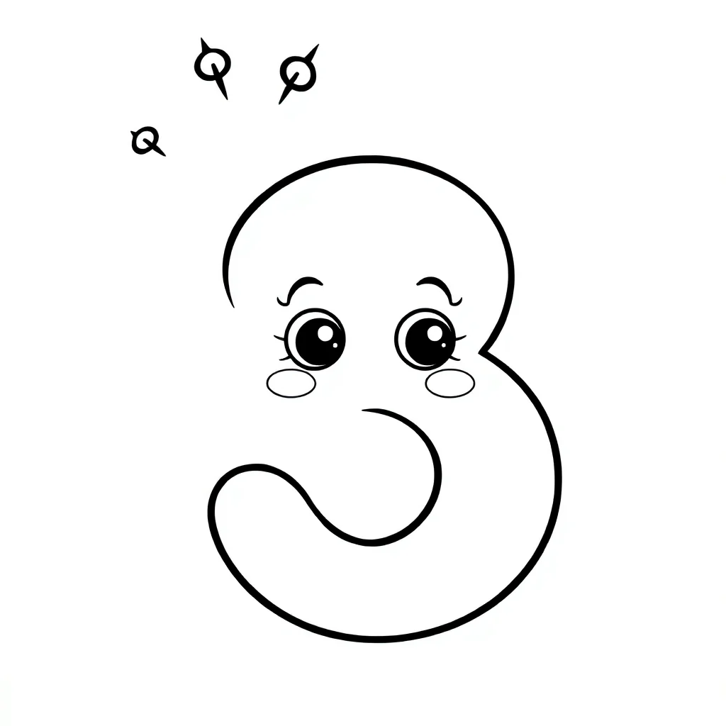 Numbers a cute number — easy numbers coloring page (ages 2–5)