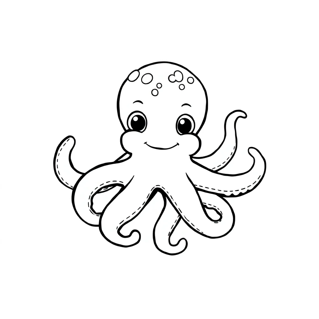 Octopuses a baby octopus — easy octopuses coloring page (ages 2–5)