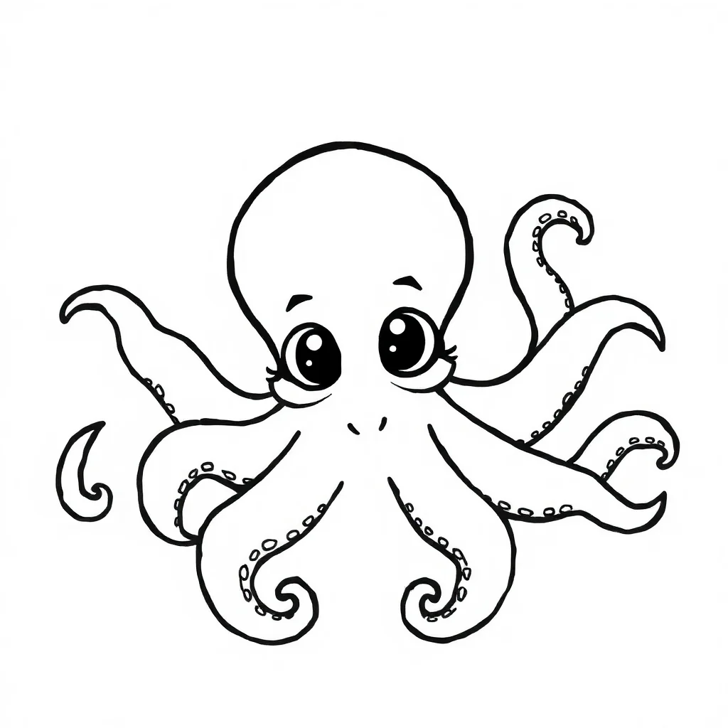 Octopuses a cute octopus — easy octopuses coloring page (ages 2–5)