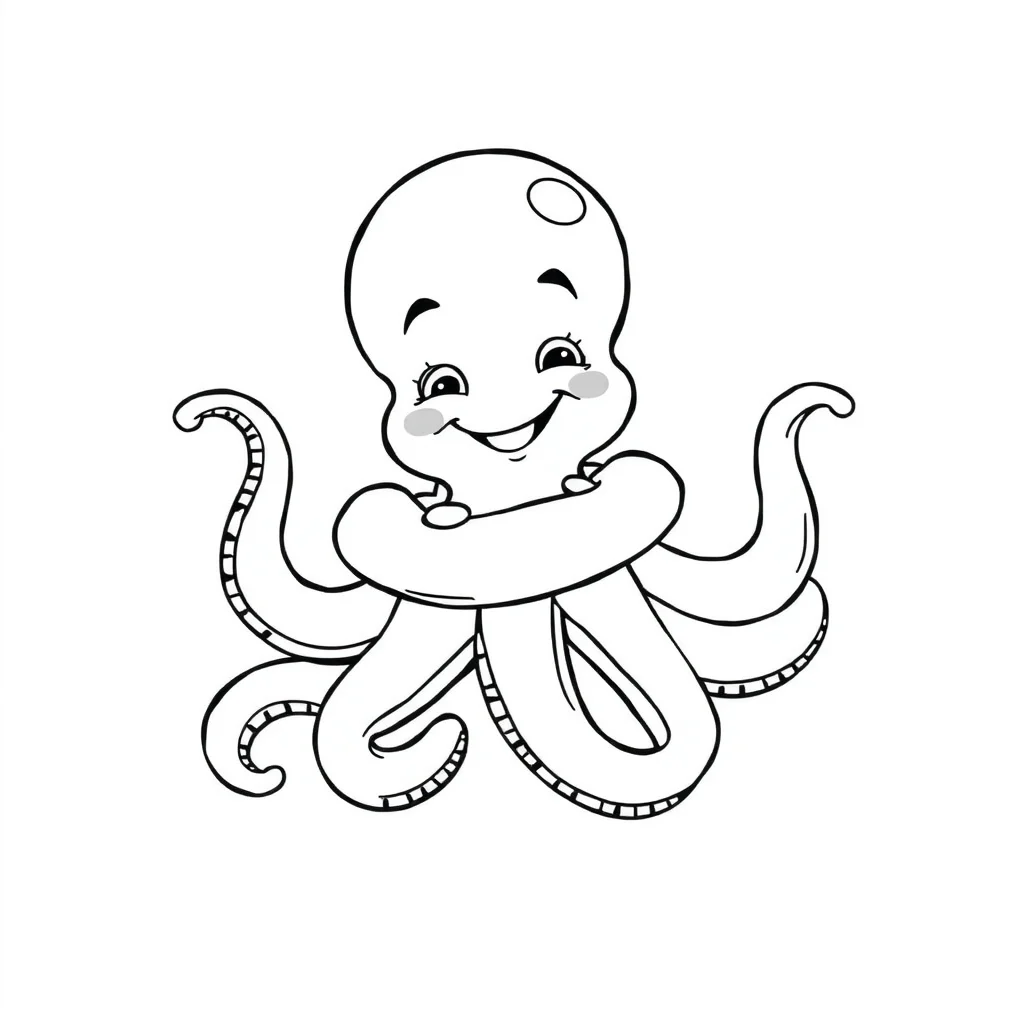 Octopuses a smiling octopus hugging a friend — easy octopuses coloring page (ages 2–5)