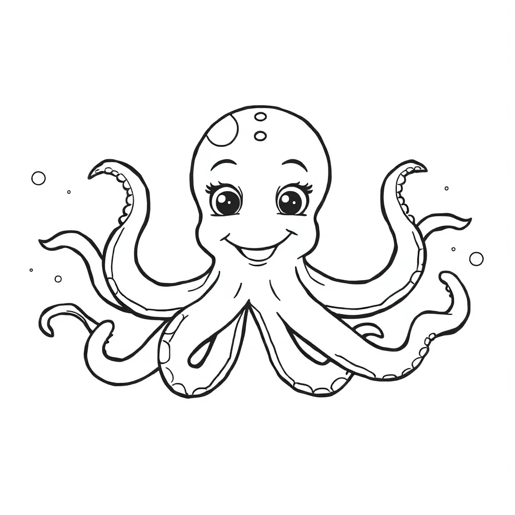 Octopuses a smiling octopus — easy octopuses coloring page (ages 2–5)