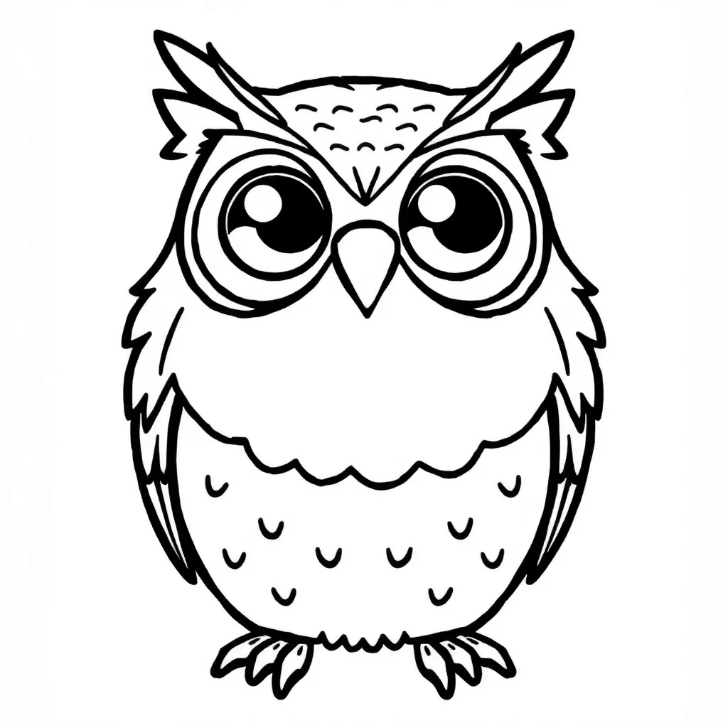 Owls a baby owl — easy owls coloring page (ages 2–5)