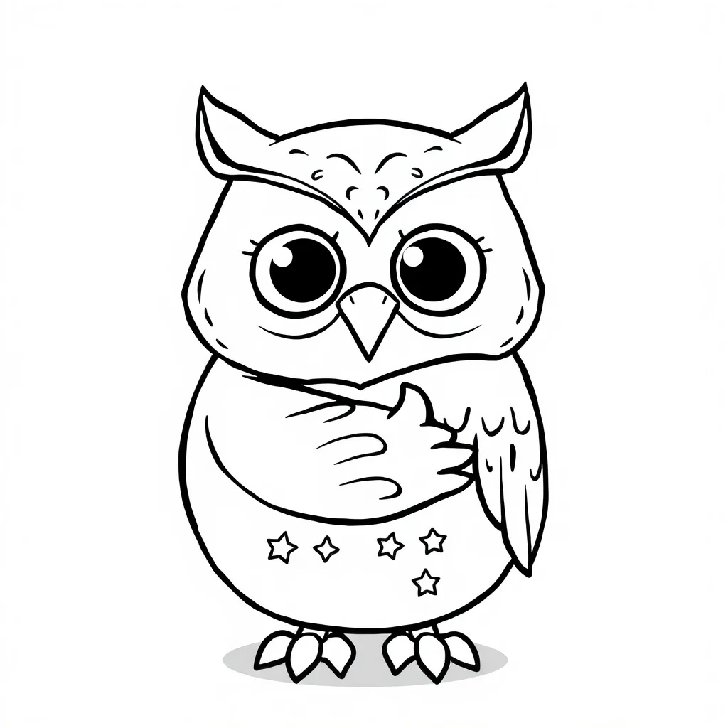 Owls an owl with big eyes hugging a friend — easy owls coloring page (ages 2–5)