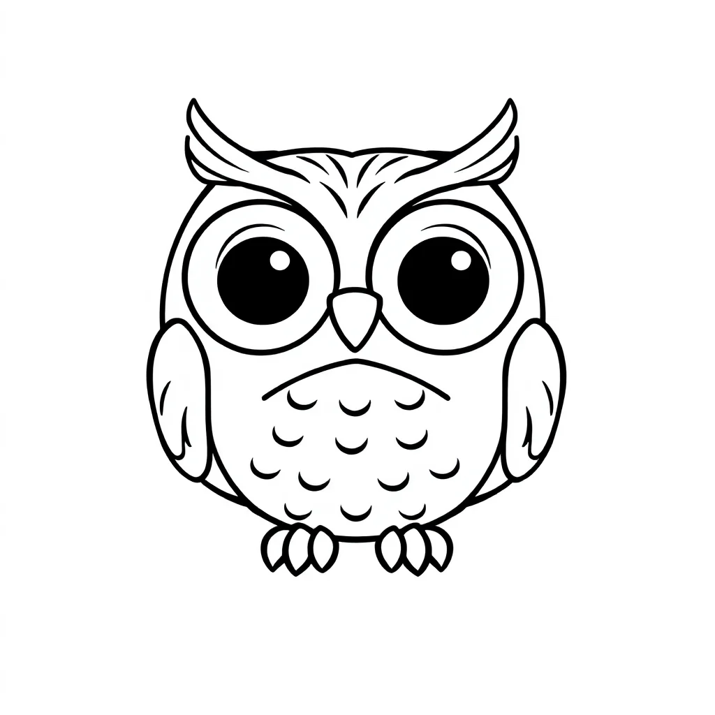 Owls an owl with big eyes — easy owls coloring page (ages 2–5)