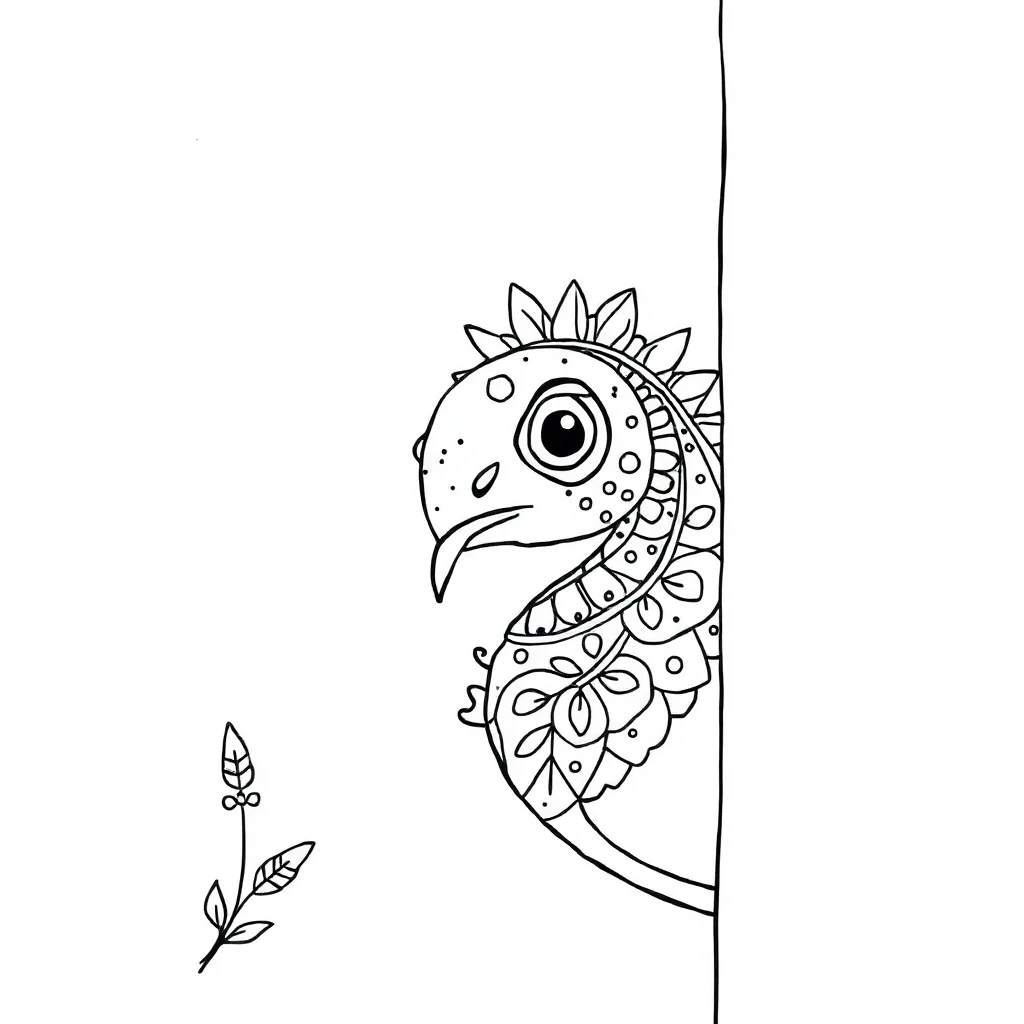 Paisley a detailed paisley peeking from behind something — classic paisley coloring page (ages 5–10)