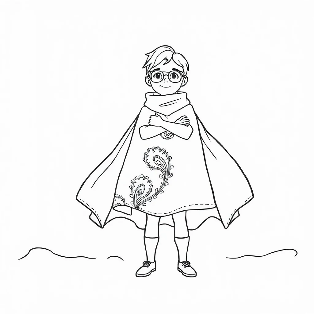 Paisley a paisley pattern in a superhero cape — classic paisley coloring page (ages 5–10)
