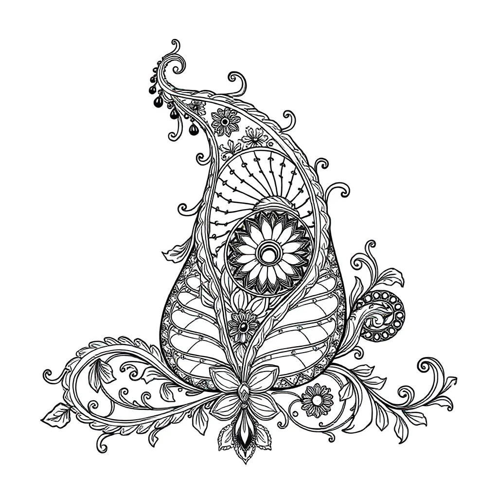 Paisley a paisley pattern sitting — detailed paisley coloring page (ages 9+ & adults)