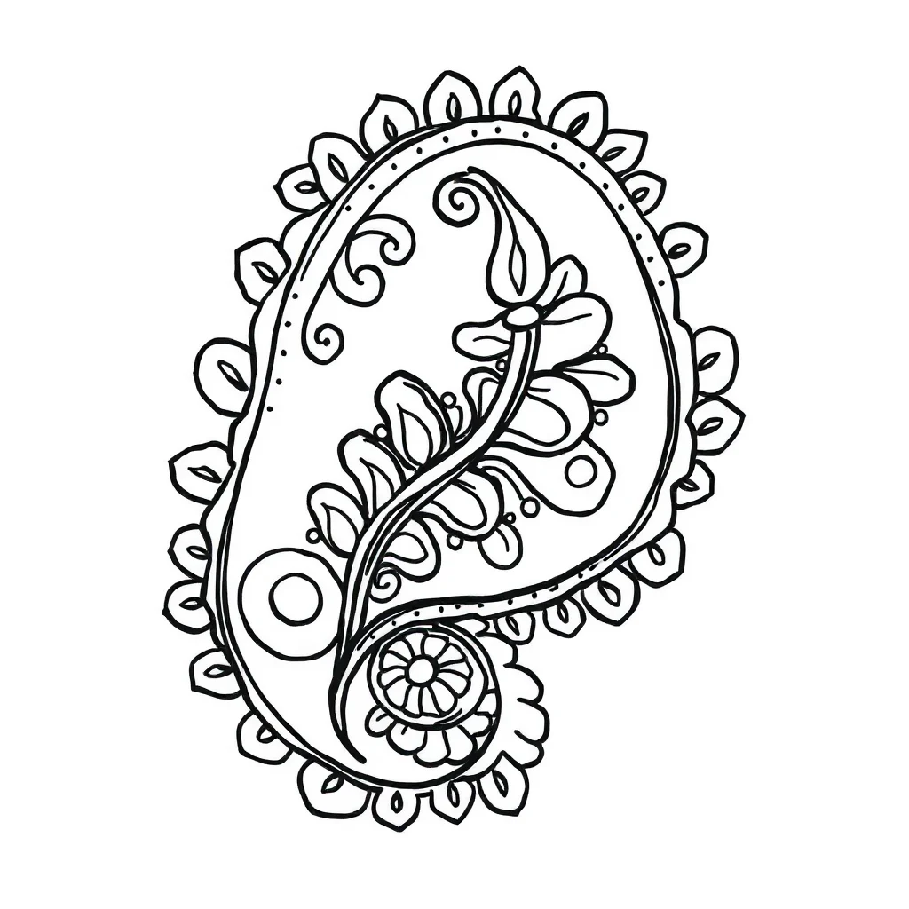 Paisley a paisley pattern — easy paisley coloring page (ages 2–5)