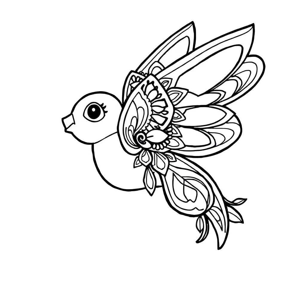 Paisley an ornate paisley design flying — easy paisley coloring page (ages 2–5)