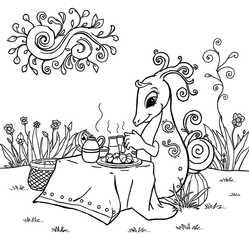 Paisley paisley with swirls having a picnic — classic paisley coloring page (ages 5–10)