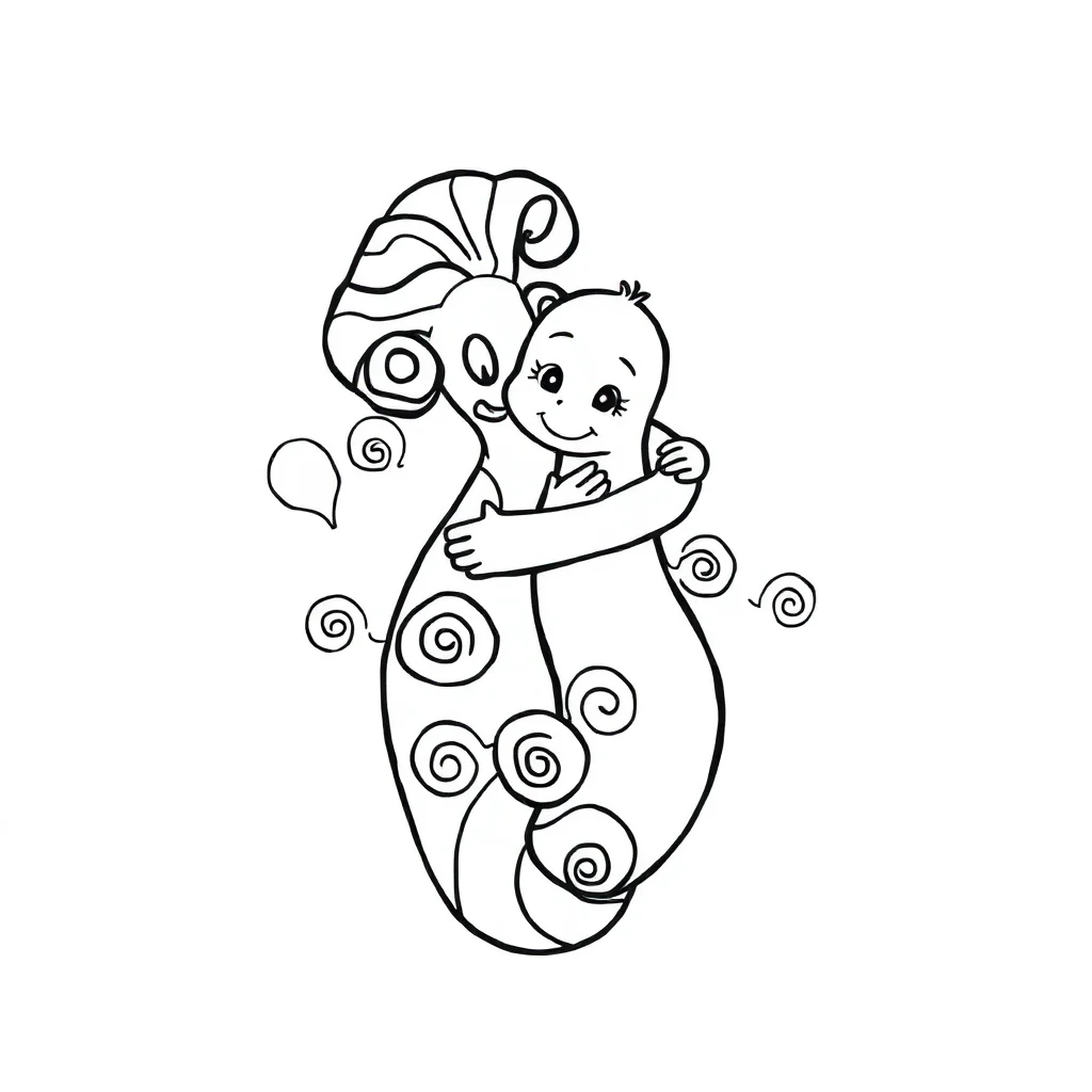 Paisley paisley with swirls hugging a friend — easy paisley coloring page (ages 2–5)