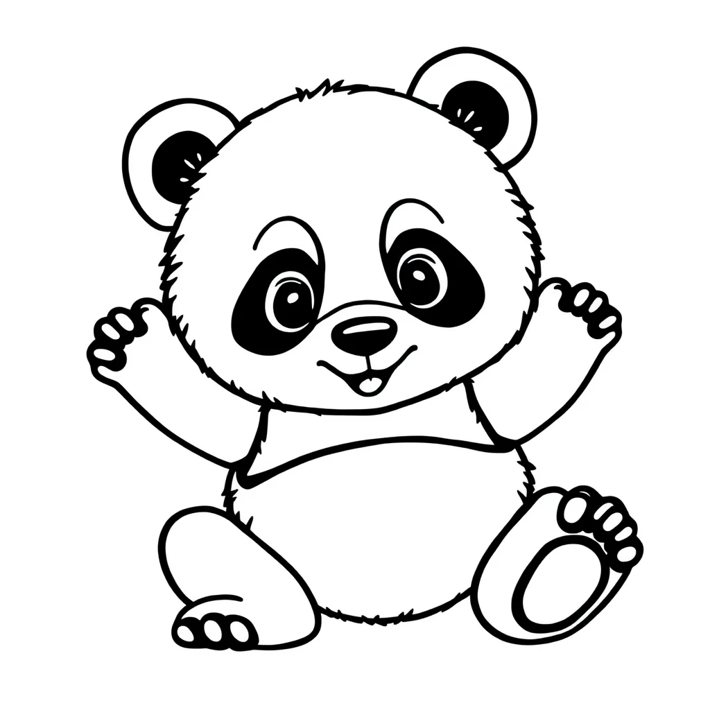 Pandas a baby panda — easy pandas coloring page (ages 2–5)