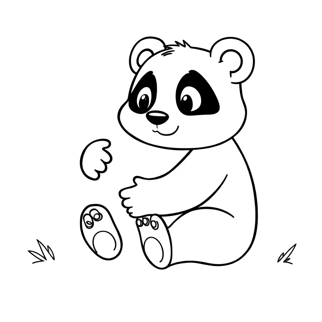 Pandas a panda sitting hugging a friend — easy pandas coloring page (ages 2–5)