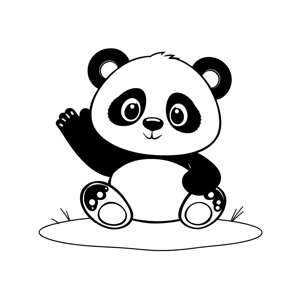 Pandas a panda sitting — easy pandas coloring page (ages 2–5)