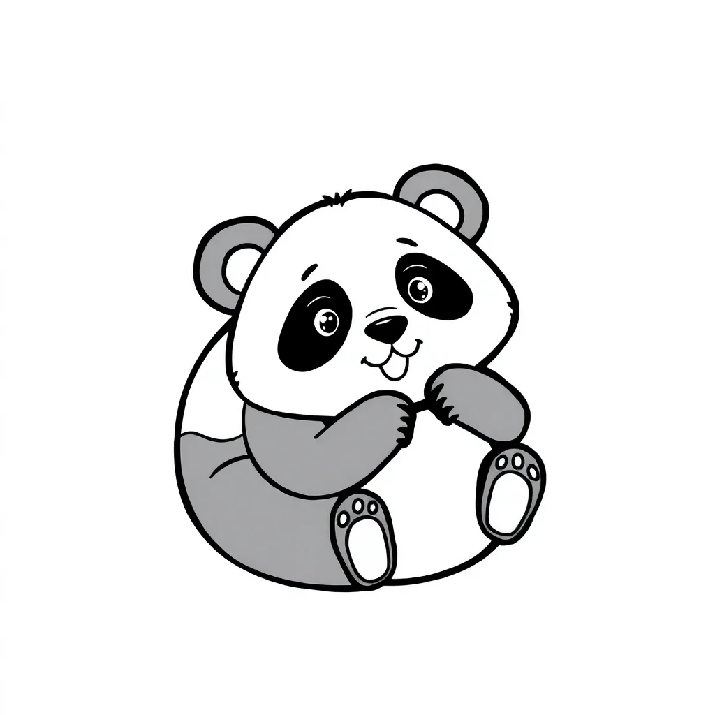 Pandas a rolling panda — easy pandas coloring page (ages 2–5)